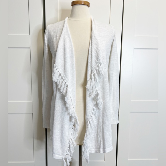 Lilly Pulitzer Sweaters - Lilly Pulitzer Lucita White Tassel Waterfall Open Front Cardigan M
